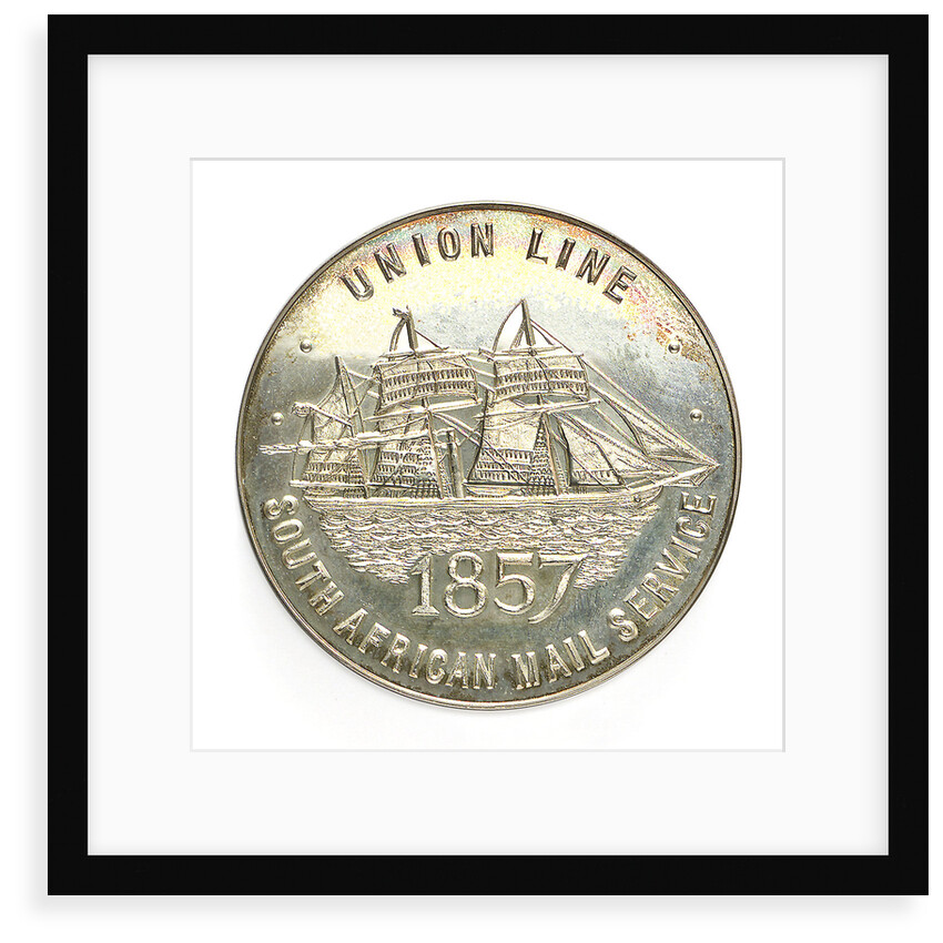 Medal commemorating the Union Castle Line-ending of South African Mail Service after 120 Years; obverse by Spink & Son Ltd.