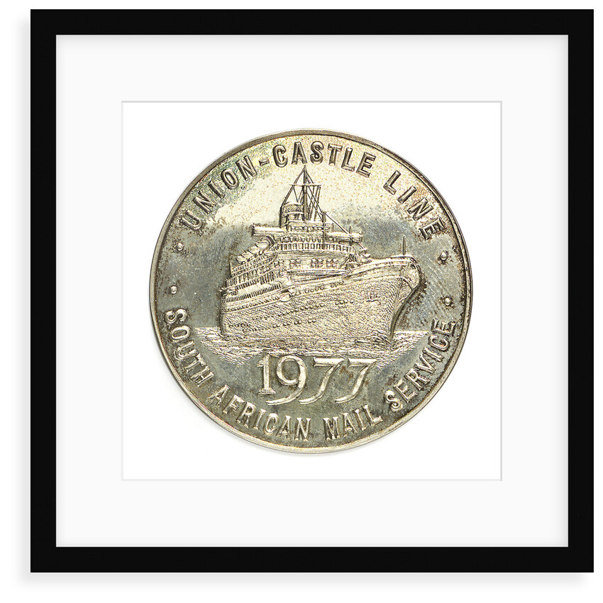 Medal commemorating the Union Castle Line-ending of South African Mail Service after 120 Years; reverse by Spink & Son Ltd.