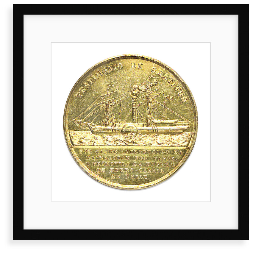 Medal commemorating the introduction of the first steamships in the Pacific; reverse by unknown