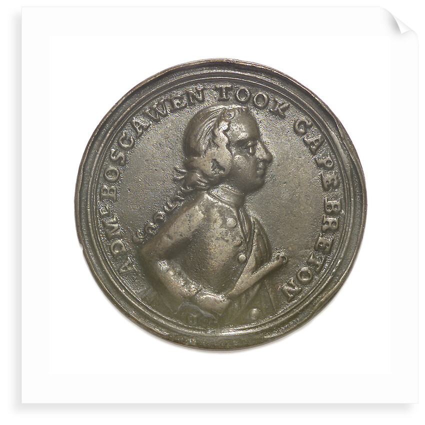 Medal commemorating Admiral Edward Boscawen (1711-1761) and the capture of Louisbourg, 1758; obverse by Unknown