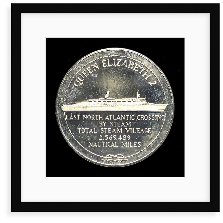 Medal commemorating the 'Queen Elizabeth 2' - Last North Atlantic Crossing by Steam; obverse by unknown