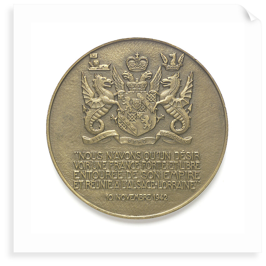 Medal commemorating Sir Winston Churchill (1874-1965) and the Liberation of France, 1945; reverse by Pierre Turin