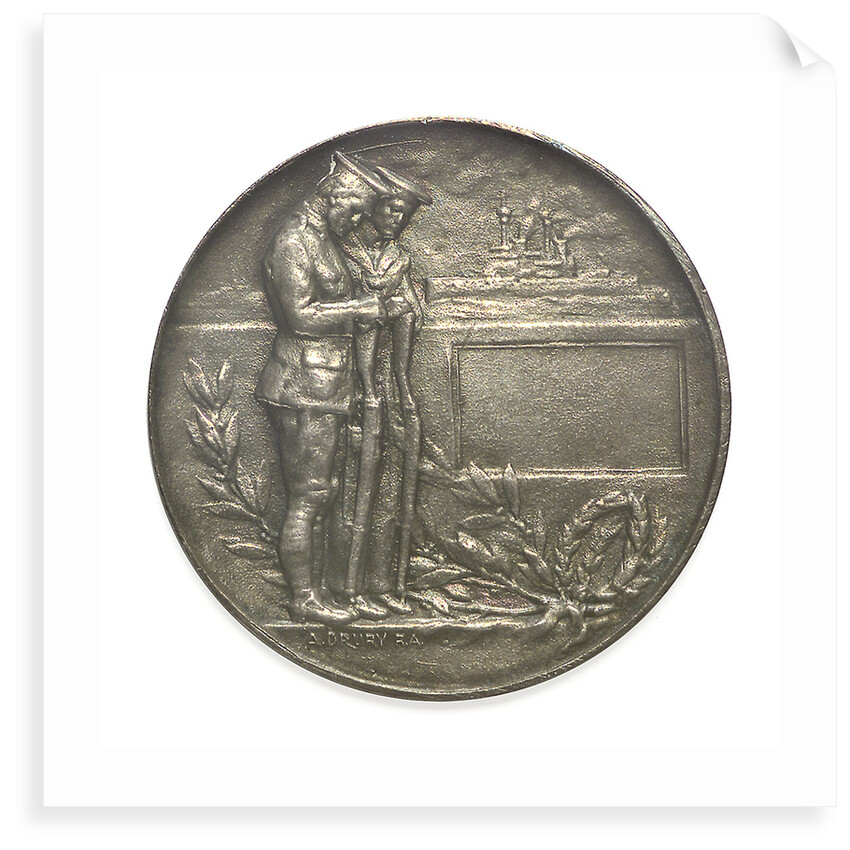 Commemorative medal bearing the words 'Lest We Forget'; reverse by A. Drury