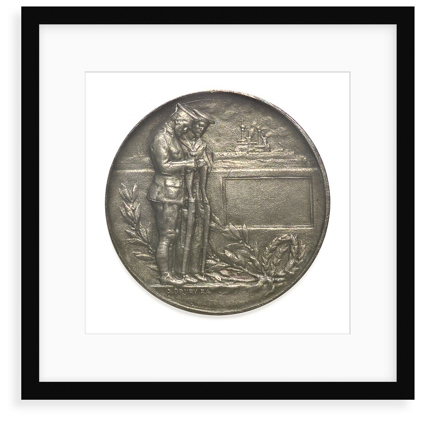 Commemorative medal bearing the words 'Lest We Forget'; reverse by A. Drury