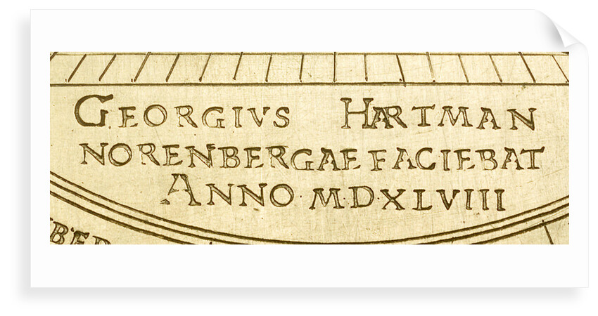 Astrolabe: signature beneath shadow square by Georgius Hartmann