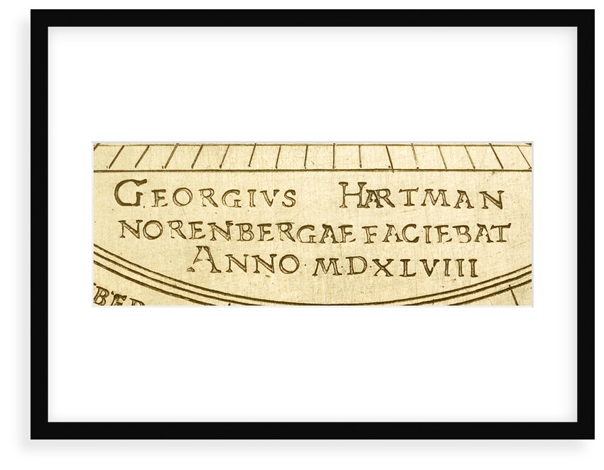 Astrolabe: signature beneath shadow square by Georgius Hartmann