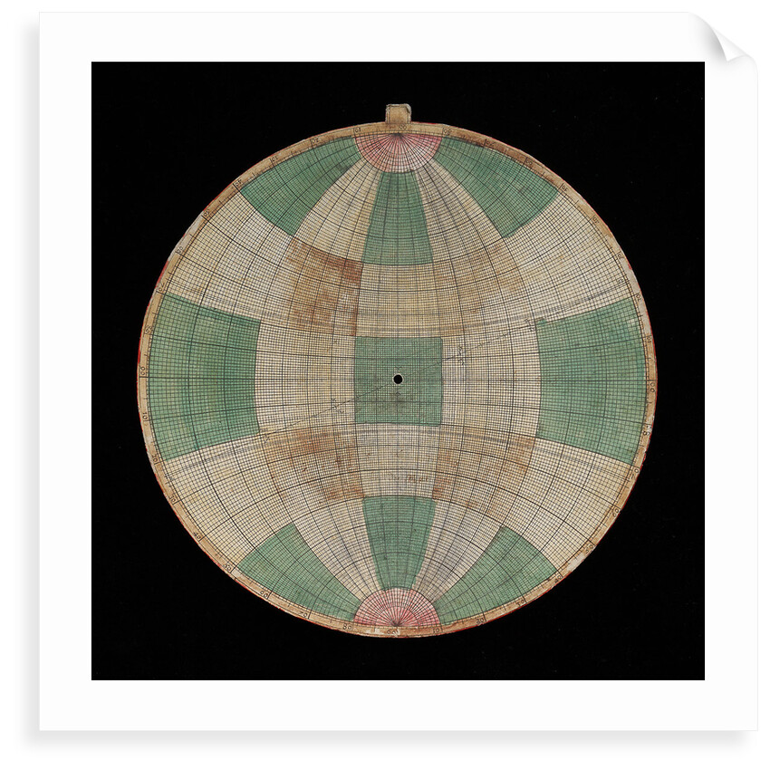 Astrolabe: plate with frisius projection by Nicolas Bion