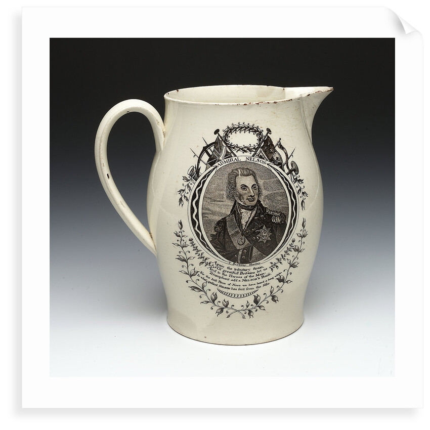 Jug with a portrait of Vice-Admiral Horatio Nelson (1758-1805) by Thomas Baddeley