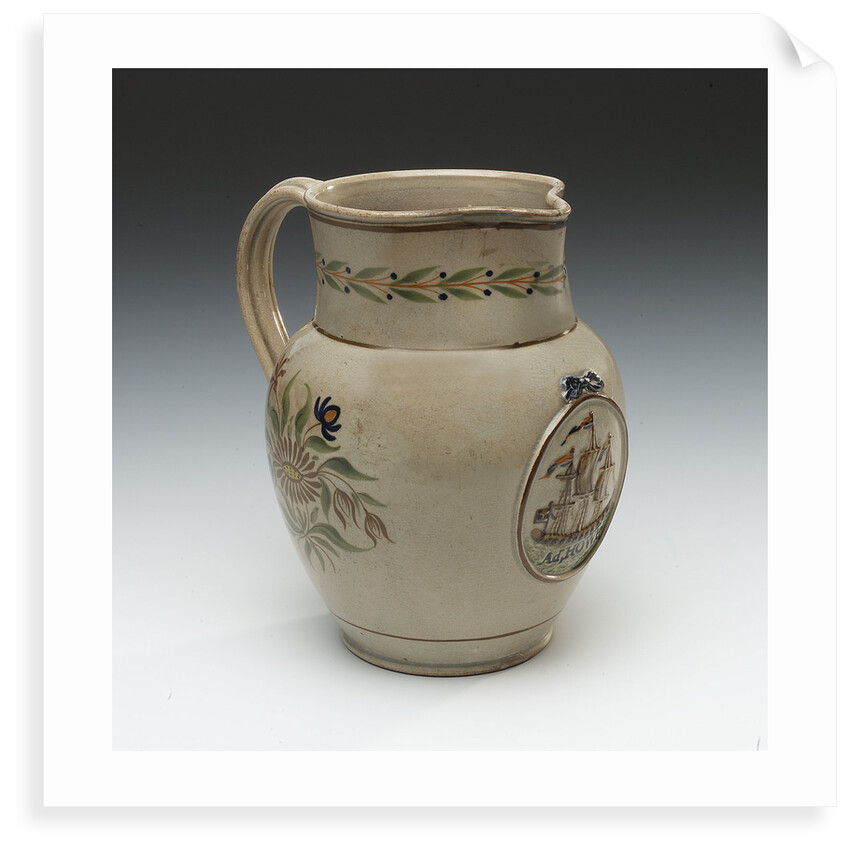Earthenware jug commemorating Admiral of the Fleet Richard Howe (1726-1799) by unknown