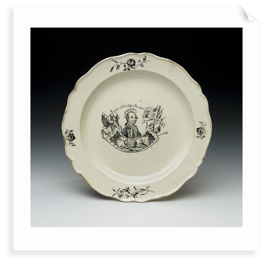 Plate with a portrait of Admiral Sir George Brydges Rodney (1719-1792) by Unknown