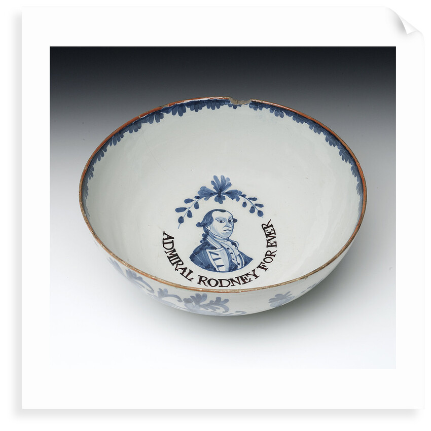 Bowl with a portrait of Admiral Sir George Brydges Rodney (1719-1792) by unknown