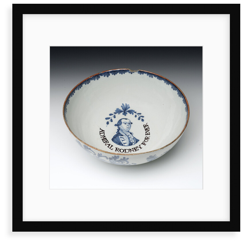 Bowl with a portrait of Admiral Sir George Brydges Rodney (1719-1792) by unknown