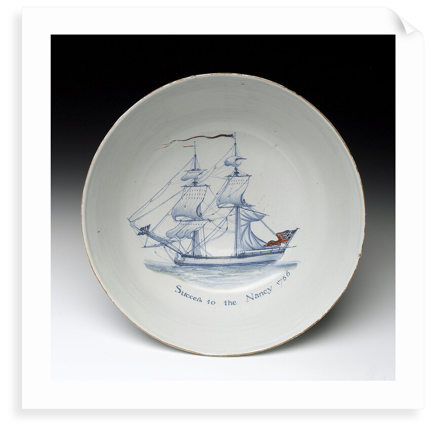 Delftware ship bowl by unknown