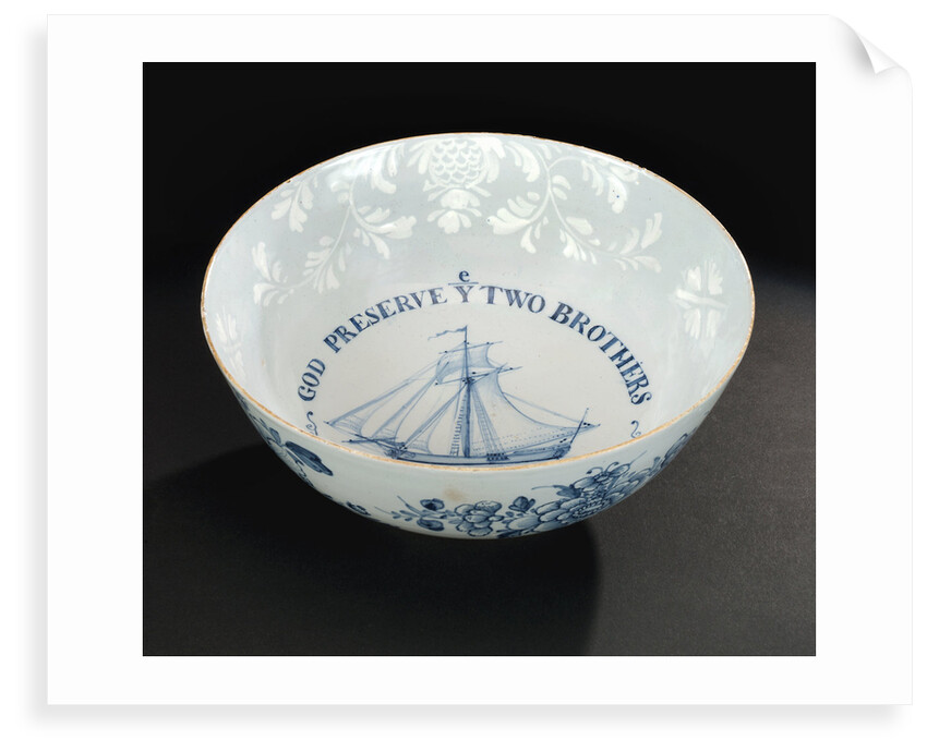 Delftware ship bowl by Unknown
