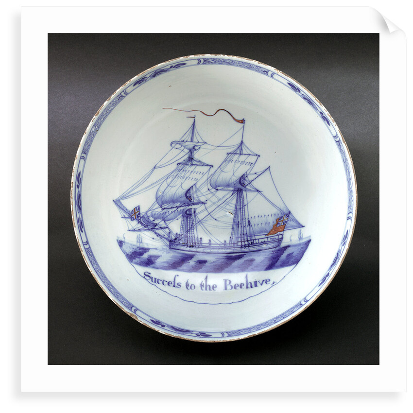 Delftware ship bowl by unknown
