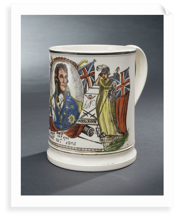 Creamware mug commemorating Vice-Admiral Horatio Nelson (1758-1805) by unknown