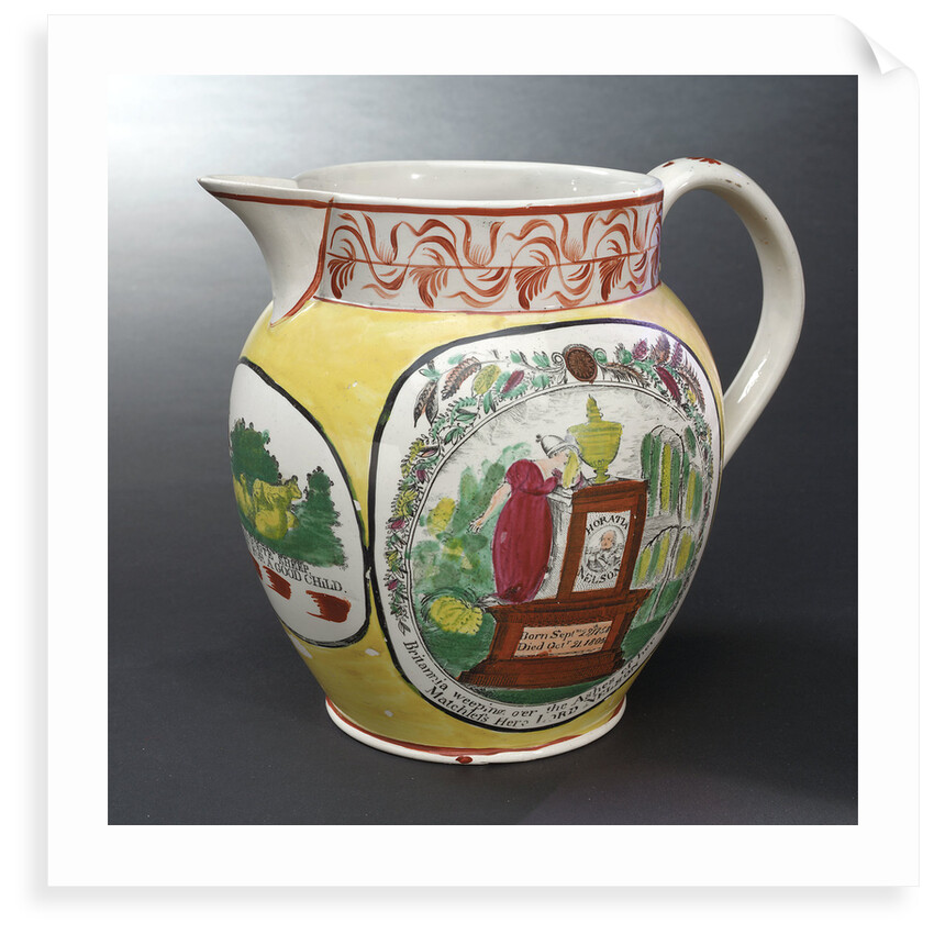 Earthenware jug commemorating Vice-Admiral Horatio Nelson (1758-1805) by unknown
