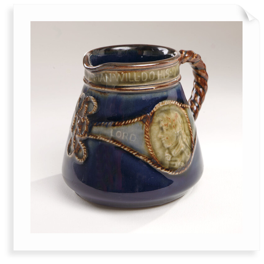 Milk jug commemorating the Trafalgar centenary by Doulton & Co. Ltd.