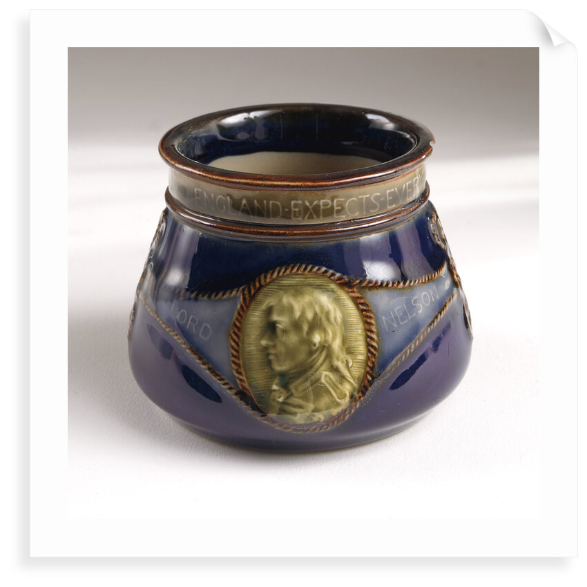 Sugar bowl commemorating the Trafalgar centenary by Doulton & Co. Ltd.