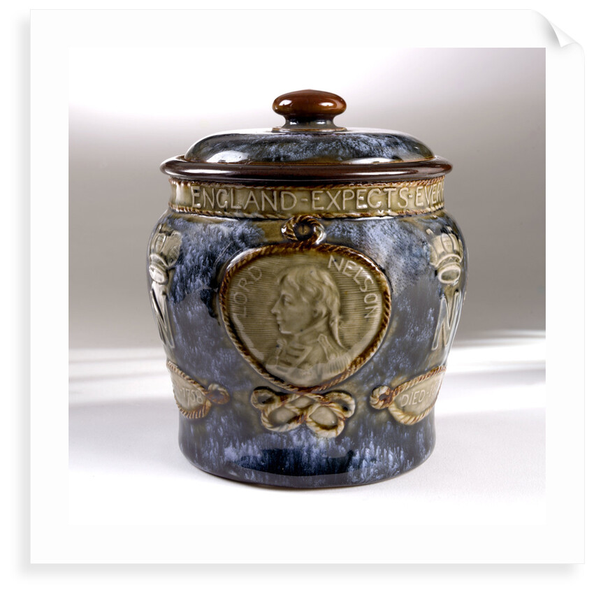 Trafalgar centenary commemorative tobacco jar and lid by Doulton & Co. Ltd.