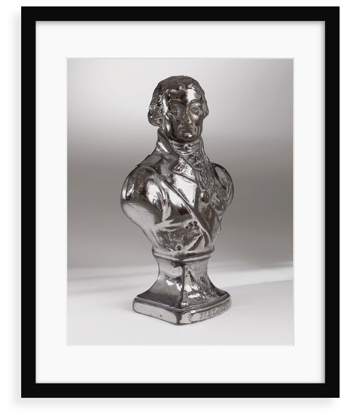 Brown earthenware bust with a silver lustre glaze depicting Vice-Admiral Horatio Nelson (1758-1805) by Doulton & Co. Ltd.