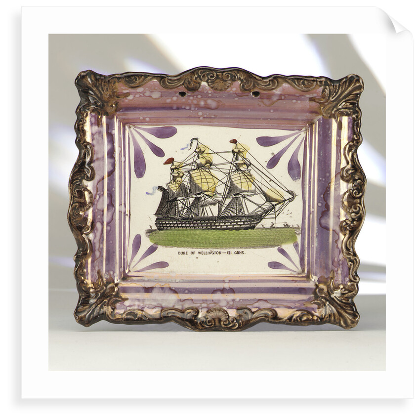 Purple lustre wall plaque by unknown