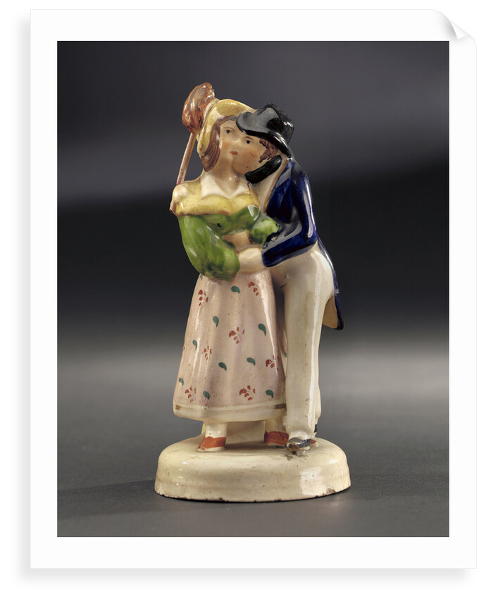 Earthenware figure group: a sailor, newly ashore, embraces his comely lass by unknown