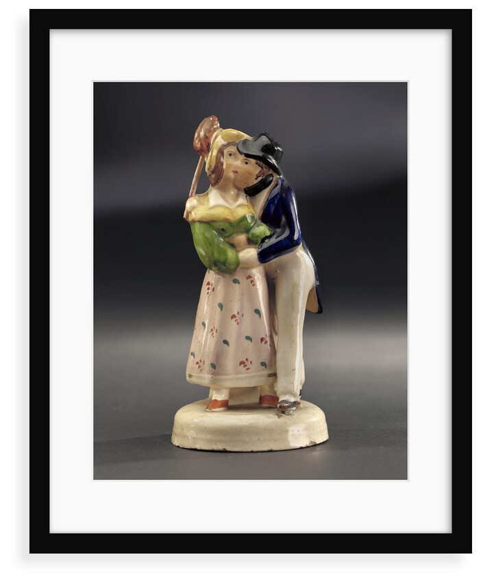 Earthenware figure group: a sailor, newly ashore, embraces his comely lass by unknown