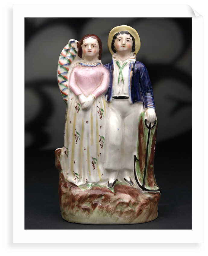 Earthenware figure group depicting a sailor and lass by unknown