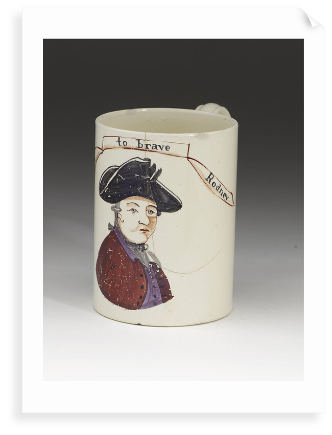 Mug with a portrait of Admiral Sir George Brydges Rodney (1719-1792) by unknown