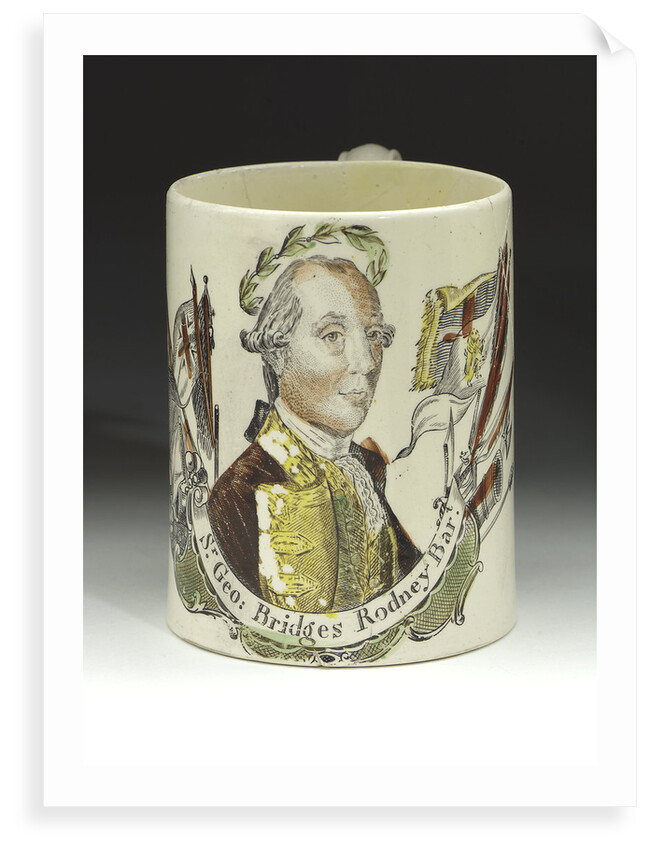 Mug with a portrait of Admiral Sir George Brydges Rodney (1719-1792) by unknown