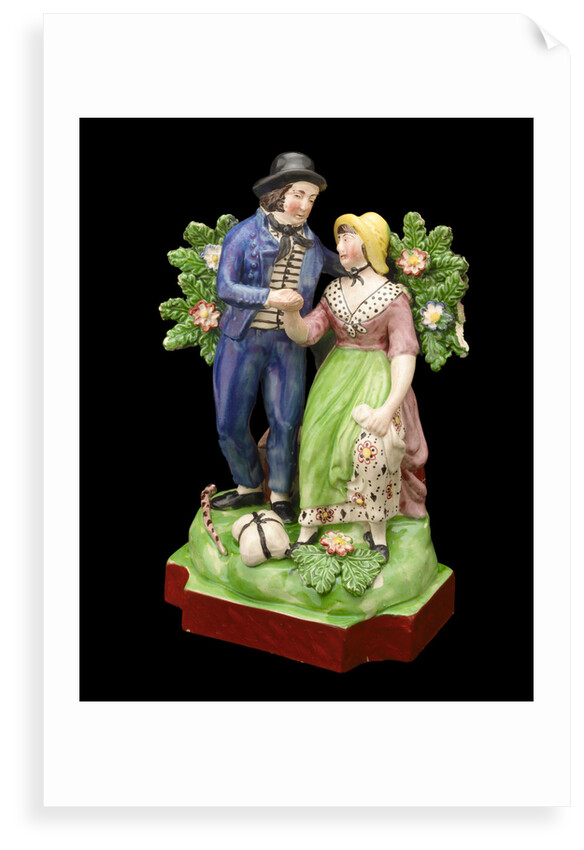 Earthenware figure group depicting a sailor and lass by John Walton