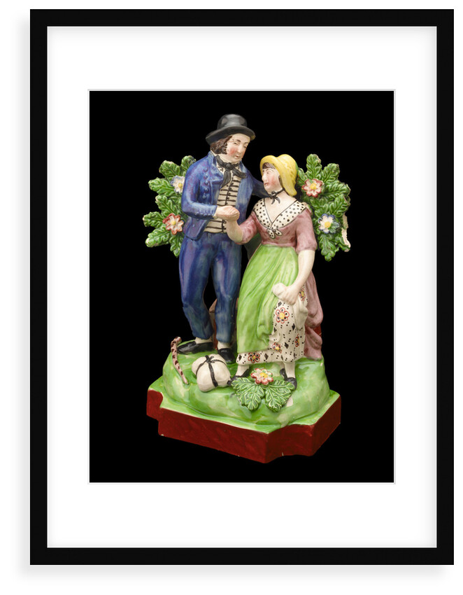 Earthenware figure group depicting a sailor and lass by John Walton