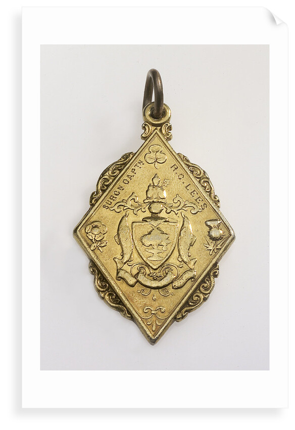 Flat, gilt metal diamond-shaped pendant by unknown