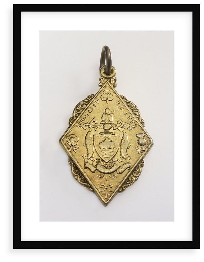 Flat, gilt metal diamond-shaped pendant by unknown