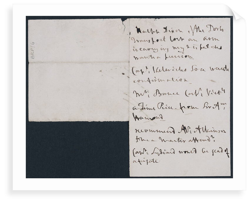 Nelson's notes for battle plan, recto by Horatio Nelson