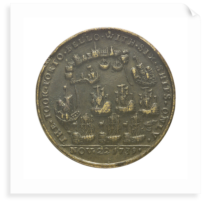 Medal commemorating the capture of Porto Bello by Admiral Vernon and Commodore Brown, 1739; reverse by unknown