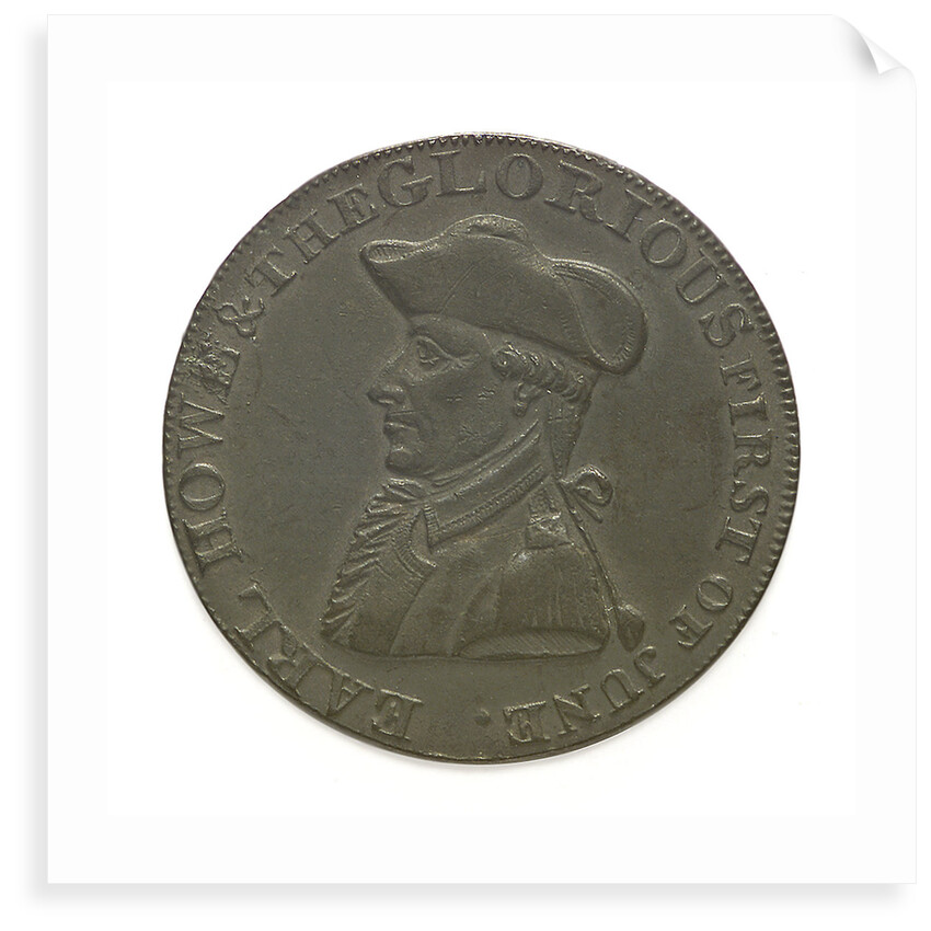Token depicting Admiral of the Fleet Richard Howe (1726-1799) and the Glorious First of June, 1794; obverse by T. Wyon