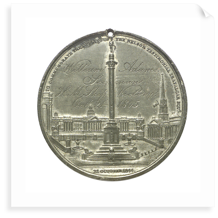 Commemorative medal depicting the Trafalgar Square Monument; reverse by E. Avern