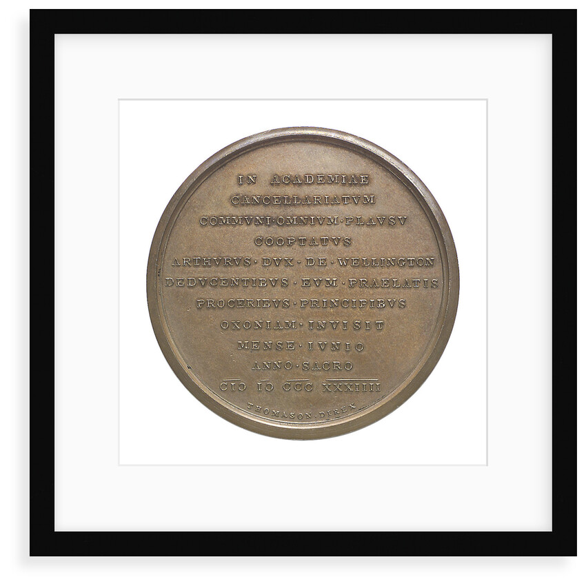 Commemorative medal depicting Duke of Wellington (1769-1852), Chancellor of Oxford University 1834; reverse by T. Webb