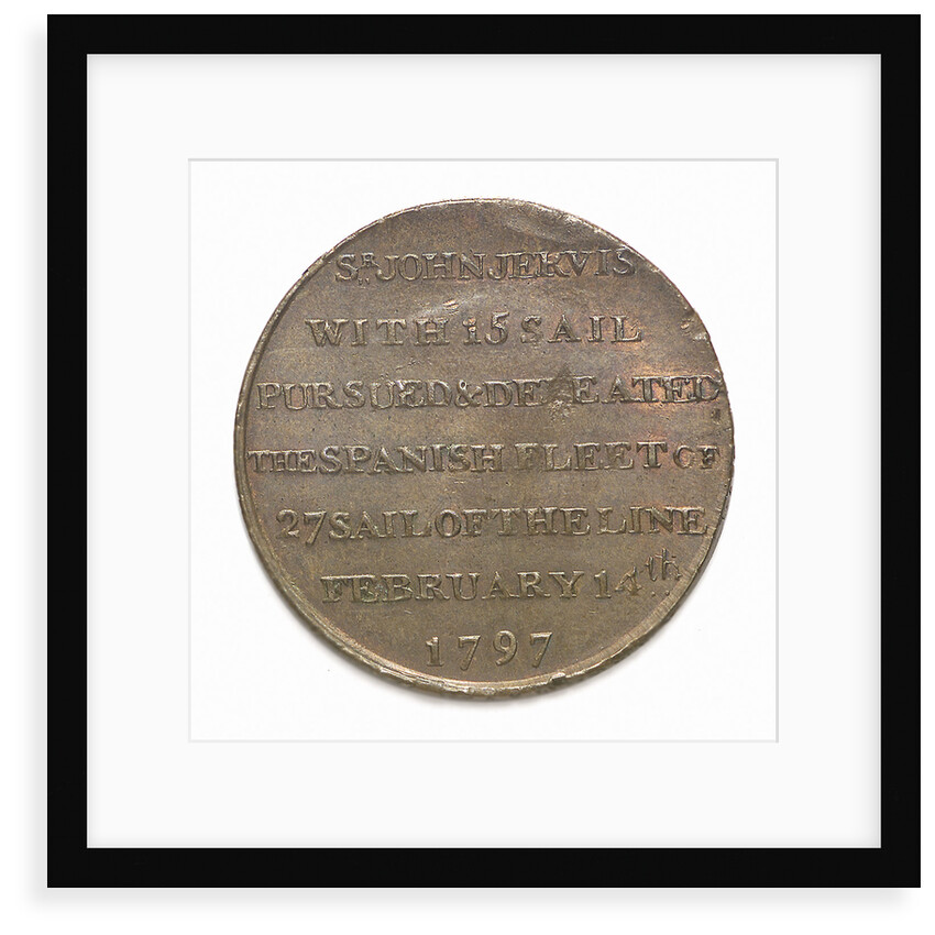 Portsmouth halfpenny token commemorating John Jervis, Earl St Vincent (1735-1823) and the battle of Cape St Vincent, 1797; reverse by T. Wyon