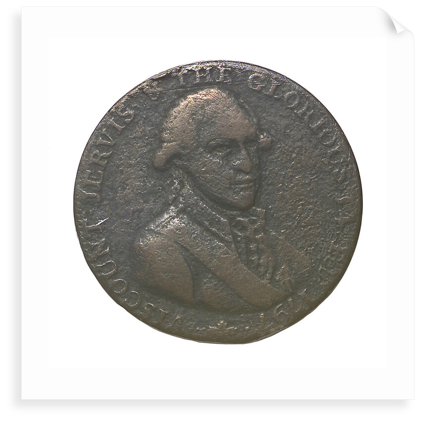 A Portsmouth halfpenny commemorating John Jervis, Earl St Vincent (1735-1823) and the battle of Cape St Vincent, 1797; reverse by J. Pitt