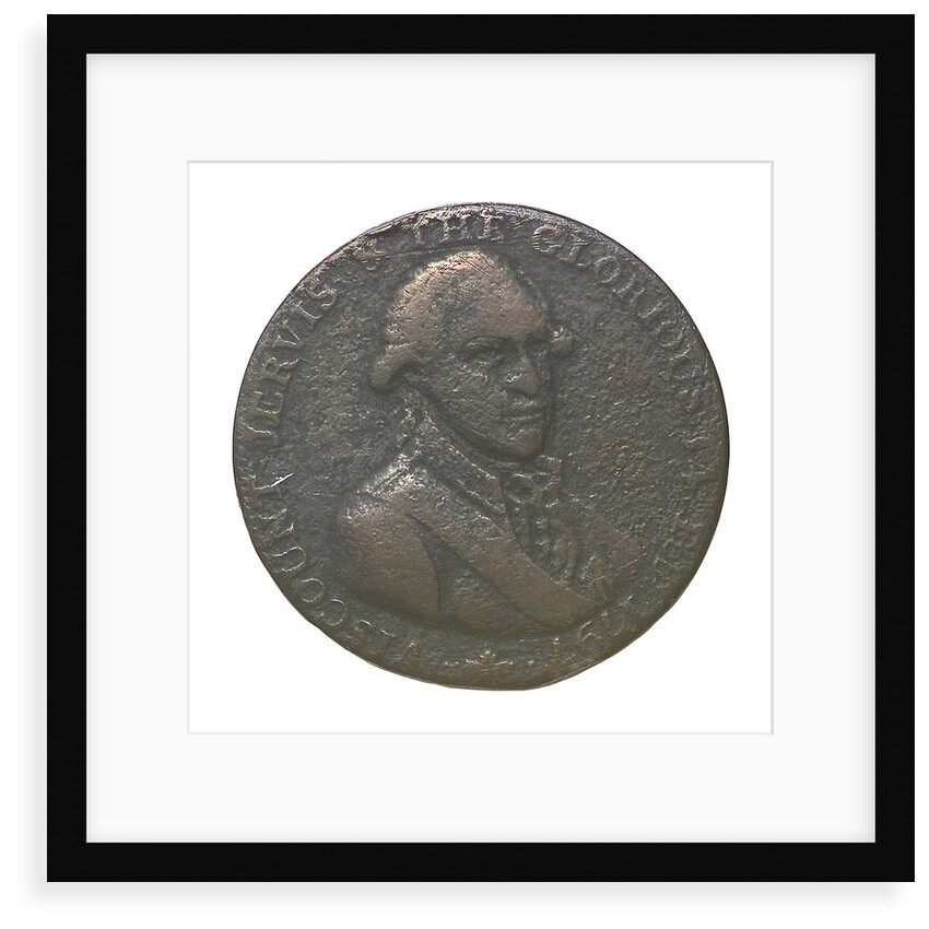 A Portsmouth halfpenny commemorating John Jervis, Earl St Vincent (1735-1823) and the battle of Cape St Vincent, 1797; reverse by J. Pitt