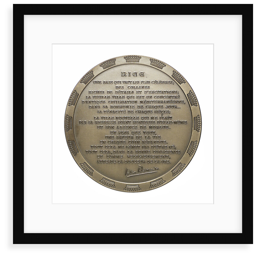 City of Nice Medal of Honour; reverse by Jules Romains