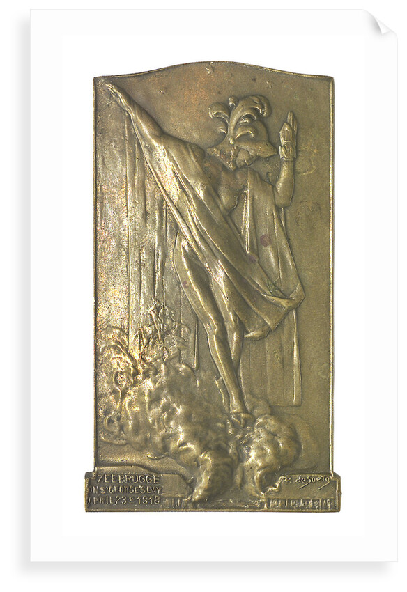 Plaque commemorating the raid on Zeebrugge, 1918; obverse by Pieter de Soete