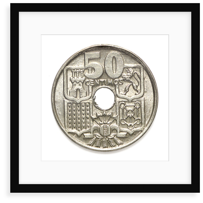 50 centimos coin; reverse by unknown