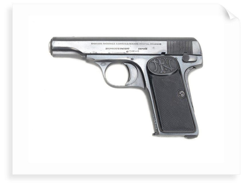 Automatic pistol owned by Admiral of the Fleet, the Viscount Jellicoe 1859-1935 by Fabrique Nationale d'Armes de Guerre SA