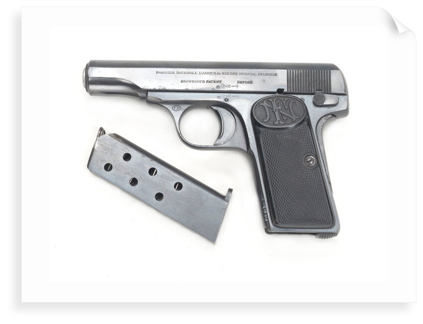 Automatic pistol owned by Admiral of the Fleet, the Viscount Jellicoe 1859-1935 by Fabrique Nationale d'Armes de Guerre SA