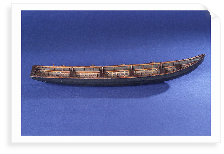 Four man rowing curragh, starboard broadside by unknown