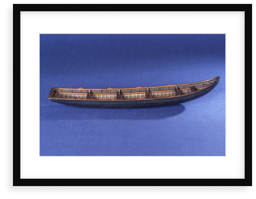 Four man rowing curragh, starboard broadside by unknown
